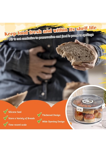 Xindoker Keskin Taşınabilir Pet Cam Renkli Ekmek Depolama Kutusu + Paslanmaz Çelik Ekmek Kapağı Seti - Taze Tutma Özelliği İle Ev Yapımı Ekmek, Pastalar İçin Şeffaf