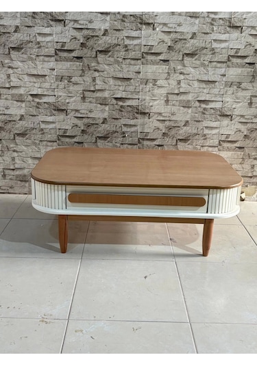 Nivemeshome Dalya Meşe Orta Sehpa Krem/ceviz