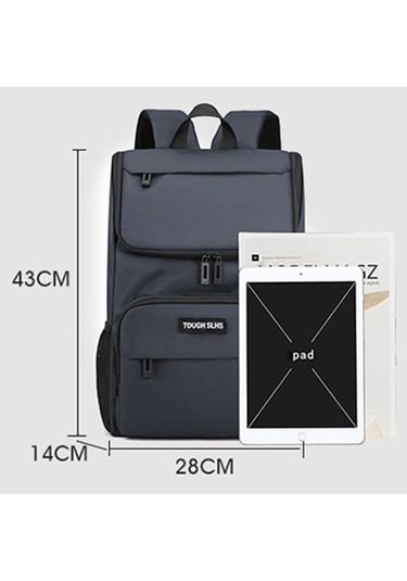 Tough Slhs 3405 Şık Günlük Sırt Çantası Büyük Kapasiteli Sırt Çantası İşe Gidiş Laptop Çantası Gri