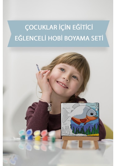 Sevimli Pirana Çocuk Eğitici Tuval Boyama Hobi Seti