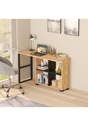 Gardenya L Katlanır Kitaplıklı Çalışma Masası Atlantik Çam - Antrasit