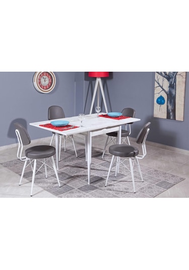 Kare Kartal Masa, Beyaz, 80x70 Diğer