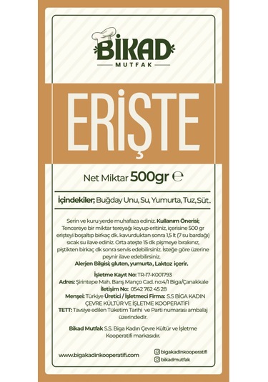 Erişte Makarnası 500 Gr.