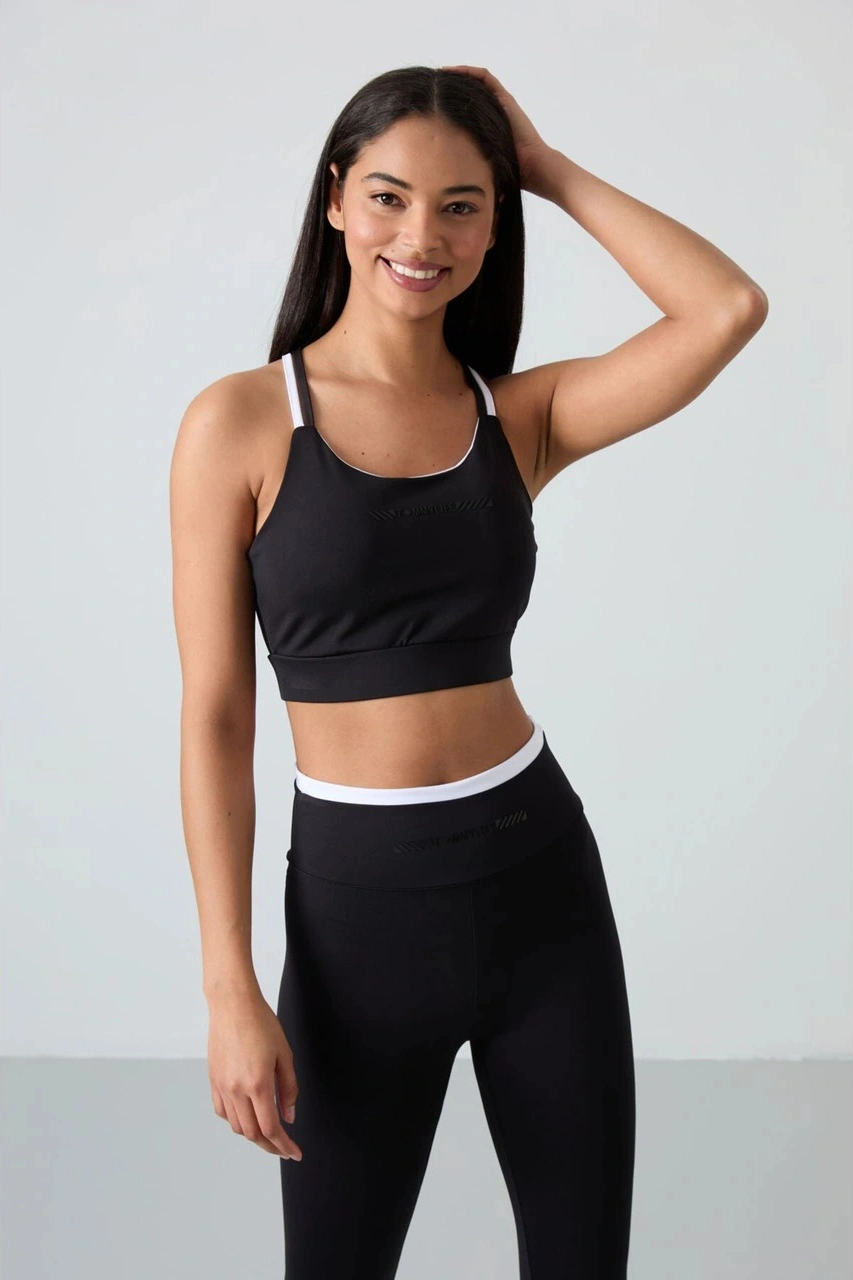 Tommy Life Siyah Polyester Esnek Standart Fit Performans Kadın Tayt Takım 95333 SiYAH