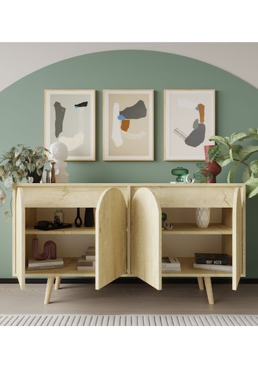 Venezia Ahşap Ayaklı Bohem Konsol Safir Meşe 150 Cm