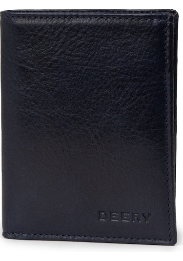 Deery Hakiki Deri Lacivert Dikey Erkek Cüzdanı - 00216mlcvz01 Lacivert