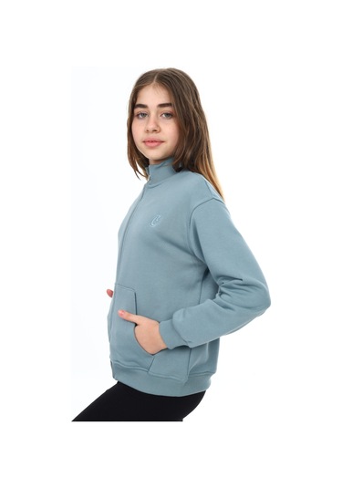 Toontoy Kız Çocuk Nakışlı Hırka Mavi