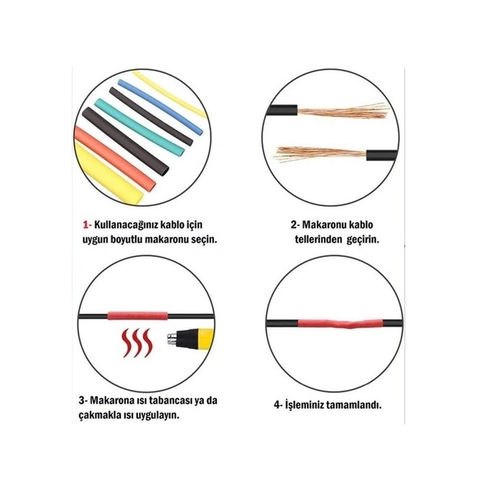 164 Parça Set Isıyla Daralan Makaron Kablo Koruyucu Kılıf 4741