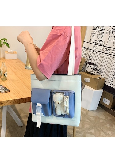 Sımıcg Öğrencinin Beş Parçalı Büyük Kapasiteli Okul Çantası Mavi