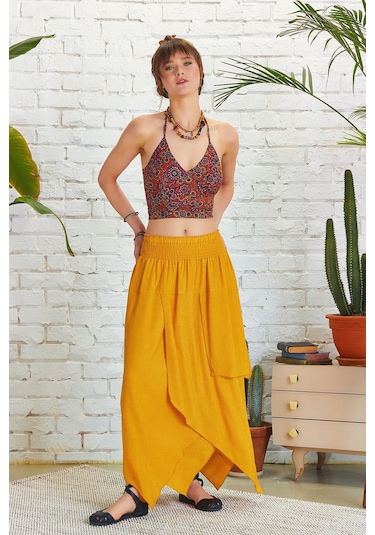 Bohem Tarz Katlı Salaş Beli Lastikli Uzun Etek