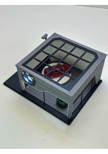 3d Baskı 1/64 Ölçekli Bmw Showroom Tasarımlı Diorama Araç Sergileme Garajı