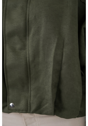 Kadın Oversize Süet Ceket 1055 - A.haki Haki