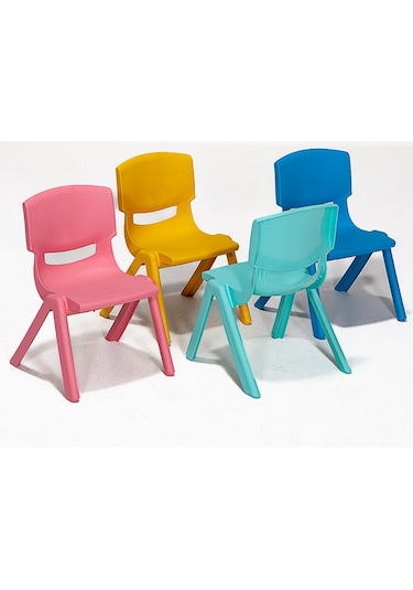 Junior 6 Adet Kreş Anaokulu Çocuk Sandalyesi Sert Plastik Pembe