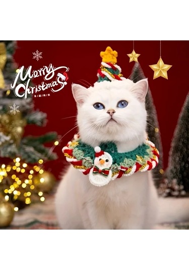 Elmpaly Xs Noelli Kedi Tasması: Noel Baba Şapkalı Ren Geyiği Boynuzlu Yumuşak Kürklü Şal Diğer