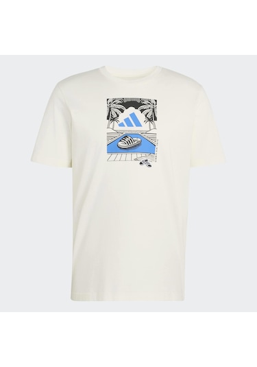 Adidas Summer Slides Graphic Erkek Krem Tişört Jz5001