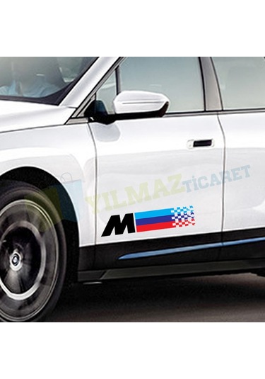 Bmw M Bayrak Kapı Altı Oto Sticker Etiket Yapıştırma Çıkartma 2Ad 40 X 8,5 Cm