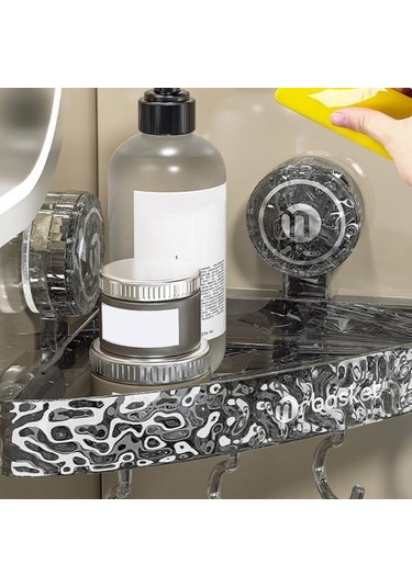 Şeffaf Depolama Rafı Üçgen Şekli Vantuz Duş Caddy Hızlı Drenaj Depolama Rafı Mutfak Şeffaf