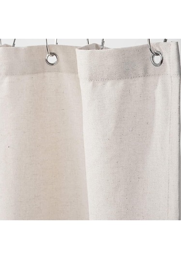 Rustik Fırfırlı Duş Perdesi, Keten Karışımlı Banyo Duş Perdesi, Doğal, 183 X 183 Cm Diğer