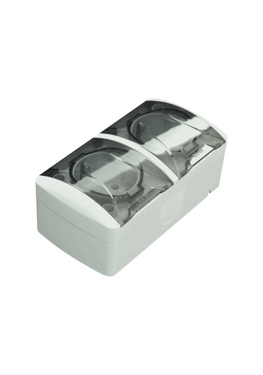 Elbi Eva Sıva Üstü Topraklı Priz+Topraklı Priz Kombin Gri Ip54