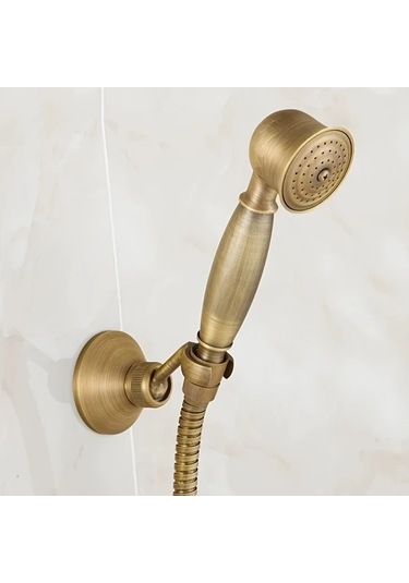 Fastbuy Antika Bronz Avrupa Banyo Duş Seti, 3 Parçalı, Taşınabilir Hortum Ve Başlık Braket