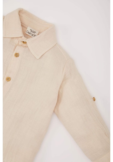 DeFacto Erkek Bebek 2'li Takım Müslin Uzun Kollu Gömlek Beli Lastikli Alt E2013A525SPBG286 Bej DeFacto Erkek Bebek 2'li Takım Müslin Uzun Kollu Gömlek Beli Lastikli Alt E2013A525SPBG286 Bej