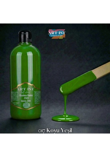 Kendinden Vernikli Plus Vernikli Akrilik Boyalar - 017 Koyu Yeşil Ahşap, Taş Tozu, Hobi, Dıy