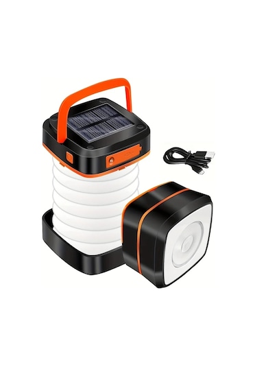 Brightnova Orange Solar Kamp Lambası Katlanabilir Şarj Edilebilir Led Taşınabilir Usb Acil Durum Telefon Şarj Aleti Çadır Işık Hiking Altın