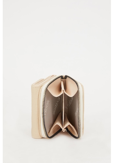 Krem Kabartma Desen Cüzdan Krem