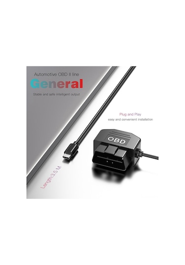 Xindoker Araç Kamerası Obd Şarj Kiti - Usb Type C, 12-24v'dan 5v/3a Dönüştürücü, Park Modu Ve Düşük Voltaj Korumalı