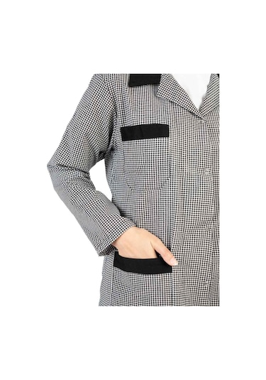 Ekose İş Önlüğü Piti Kareli Önlük Klasik Yaka Kadın Pötikare Önlük Pembe