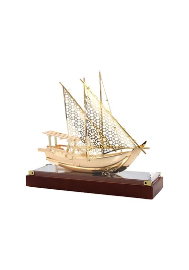 Büro Ev Ofis Hediyesi İçin Kutulu Maksi Pirinç Gemi Objesi