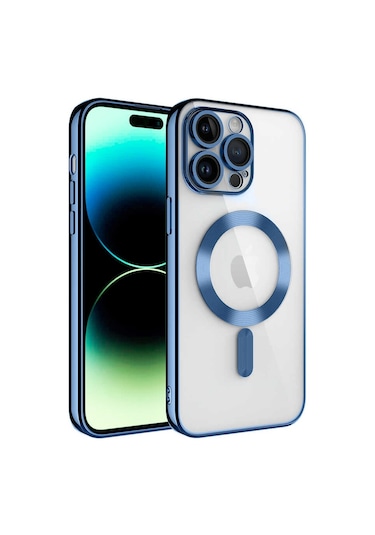 İphone 14 Pro Kılıf Magsafe Özellikli Metal Lazer Silikon Kapak