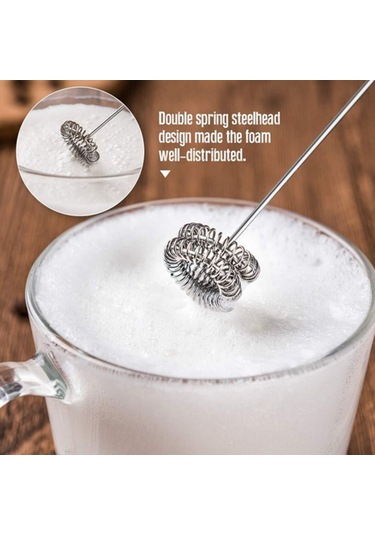 Ximistore9 El Tutan Elektrikli Çift Ağızlı Süt Köpürtücü - Latte, Cappuccino İçin 13000 Rpm Mikser Pil Dahil Değil Siyah