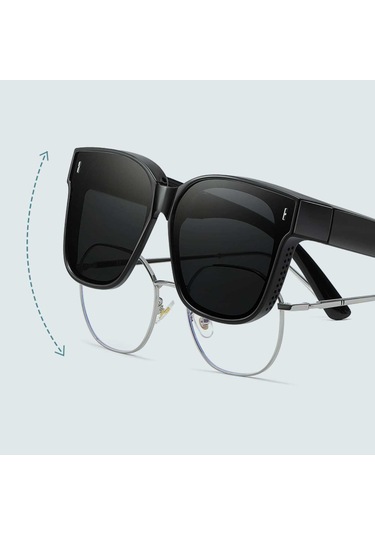 Gözlük Üstü İçin Mat Siyah Katlanabilir Güneş Gözlüğü B Çok Renkli