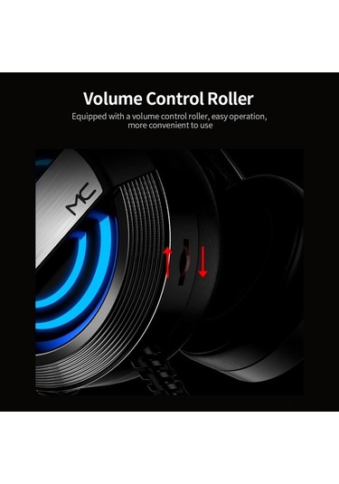 Fastbuy Siyah Mc Model Oyuncu Kulaklığı 50mm Hoparlörlü Çift Delikli Renkli Işık Mikrofonlu Bilgisayar Uyumlu