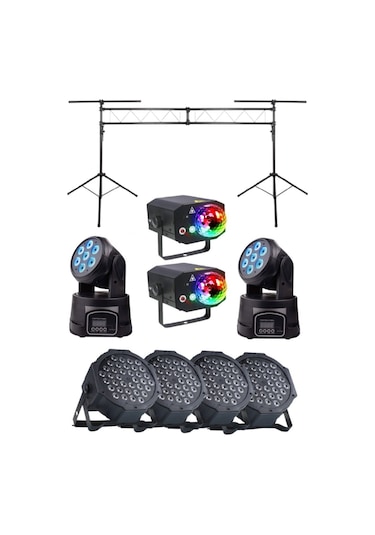 Quenlite Free Paket-5 Sahne Işık Sistemi Seti Top Küre Led Par Moving Head Robot Lazer