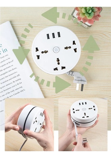 Xianwen Geeroyoo Seyahat Şarj İstasyonu - 3 Ac Çıkışlı, 3 Usb