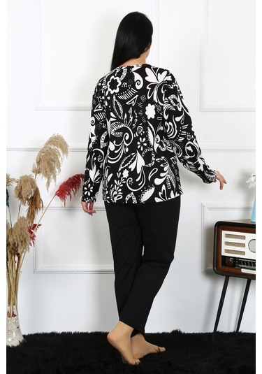 Akbeniz Kadın Büyük Beden Penye Uzun Kol Pijama Takım 202217 Siyah Akbeniz Kadın Büyük Beden Penye Uzun Kol Pijama Takım 202217 Siyah