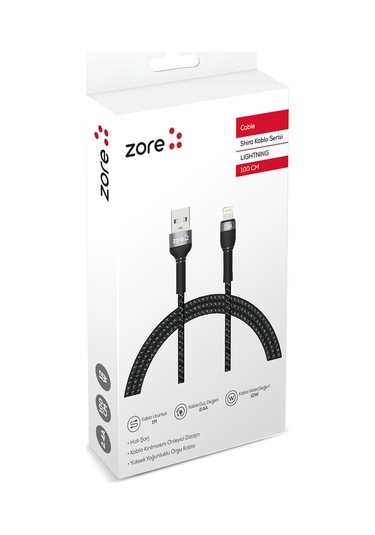 Mobilteam Siyah Shira Serisi Lightning Usb Kablo 1 Metre