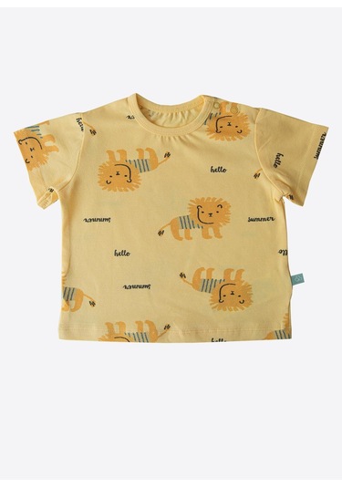 Organik Hello Summer Şort Salopet 2'li Takım Sarı Sari