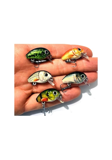 Valkyrie 5 Adet Crankbait Lrf Balık Olta Yem Seti - Sesli Bilyalı - Kutulu - 2.7cm 1.5gr