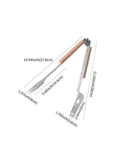 Symbee Çelik Paslanmaz Dışarıda Bbq Mangal Araçları, Ayrılamabilir Tasarım, Gofretli Kenar, Çubuk Ve Spatula, Oyuncaq, 27.8cm, Steak夹 Çok Renkli