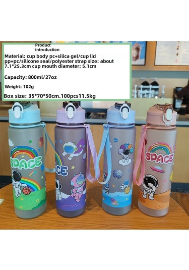 Yifomall Yeşil Uzaylı Desenli Yazlık Matara - Kayganlık Önleyici Sünger Kapaklı, Taşınabilir Kordonlu, Dayanıklı Pc Plastik İçecek Kopsu Diğer