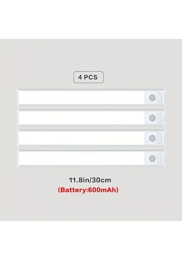 Willowhaven 4 Parça Hareket Sensörlü Led Dolap Altı Işıkları Silvery 4pcs 1181inch Kablosuz Usb Şarjlı Mutfak Banyo Dolap Ahşap