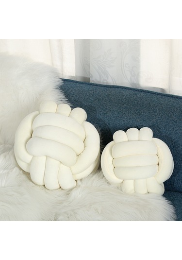 Tek Renkli Yastık, Üçlü İp Kristal Tüylü 22cm-5 Ekru