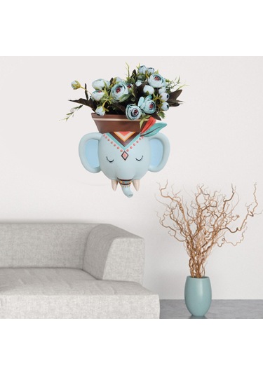 Suntek Magideal Etnik Hayvan Kafası Duvar Ekici Asılı Pot Reçine Fil