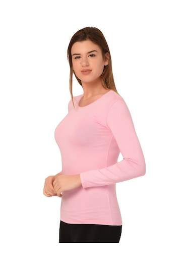 Disentis Yuvarlak Yaka Uzun Kollu Viskon Pembe Body