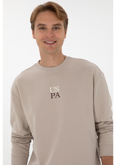 U.S. Polo Assn. Erkek Comfort Fit Bisiklet Yaka Taş Basic Sweatshirt 50313760-VR049