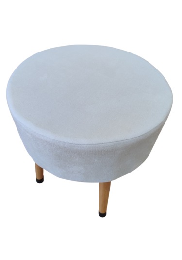 Ustaagac Puf Koltuk Bench Tabure Beyaz - Ahşap Ayaklı Beyaz