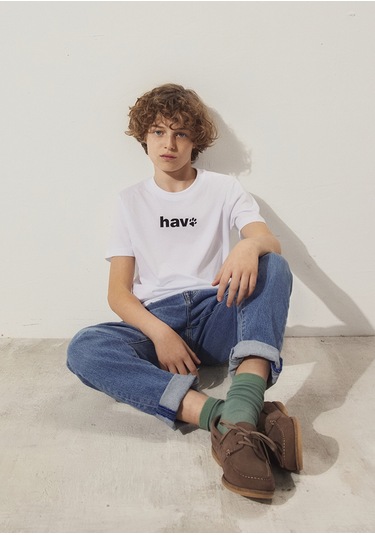 Mavi - Hav Baskılı Beyaz Çocuk Tişört 6610350-620 Beyaz